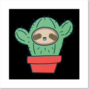 Sloth Face Cactus Posters and Art